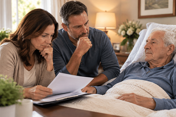 When to Consider Hospice Care in Alabama Family discussing hospice care options with their elderly loved one while exploring supportive care choices in Central Alabama