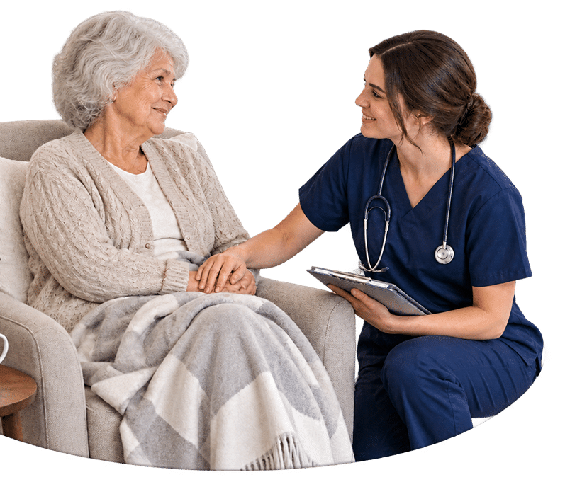 Hospice nurse providing personalized care and support to an elderly patient receiving hospice services at home